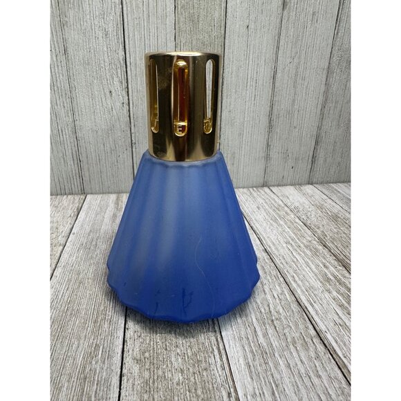 Vtg Lampe Berger Paris Catalytic Oil Fragrance Lamp Frosted Glass Blue 5.25" T - Picture 2 of 13